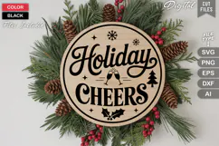 Holiday Cheers SVG | Christmas Round Sign SVG | Xmas SVG Product Image 3