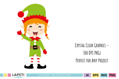 Christmas elves bundle including holiday elements and digital PNG clipart for crafting
