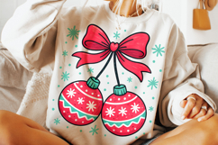 Christmas Cherries Coquette Bow PNG, Merry Christmas PNG Product Image 3