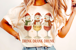 Christmas Drink Drank Drunk PNG, Christmas Wine PNG, Snowman Product Image 2