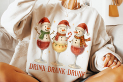 Christmas Drink Drank Drunk PNG, Christmas Wine PNG, Snowman Product Image 3