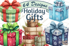 Christmas Presents Clipart PNG, Cute Cartoon Holiday Objects Product Image 1