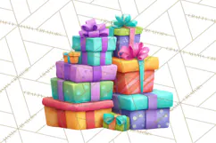 Christmas Presents Clipart PNG, Cute Cartoon Holiday Objects Product Image 3