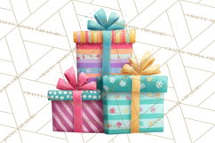Christmas Presents Clipart PNG, Cute Cartoon Holiday Objects Product Image 2