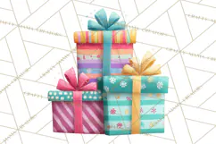 Christmas Presents Clipart PNG, Cute Cartoon Holiday Objects Product Image 2