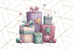 Christmas Presents Clipart PNG, Cute Cartoon Holiday Objects Product Image 2