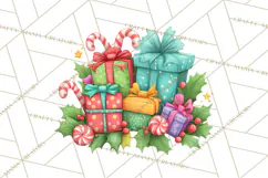Christmas Presents Clipart PNG, Cute Cartoon Holiday Objects Product Image 2