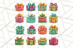Christmas Presents Clipart PNG, Cute Cartoon Holiday Objects Product Image 2