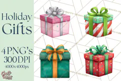 Christmas Presents Clipart PNG, Cute Cartoon Holiday Objects Product Image 1