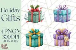 Christmas Presents Clipart PNG, Cute Cartoon Holiday Objects Product Image 1