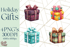 Christmas Presents Clipart PNG, Cute Cartoon Holiday Objects Product Image 1