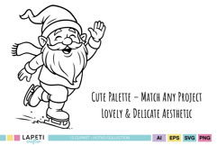 Gnome holding holly branch for holiday projects.