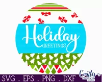 Christmas Round Sign Svg Door Hanger, Holiday Greetings Product Image 3