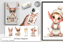 Digital Paper Watercolor Holiday Hangover Product Image 1