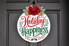 Holiday Happiness Christmas Door Hanger Svg Product Image 2