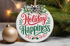 Holiday Happiness Christmas Door Hanger Svg Product Image 3