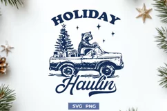Holiday Haulin' Christmas SVG | Raccoon in Pickup Truck PNG Product Image 1