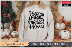 Holiday Hugs &amp; Mistletoe Kisses SVG | Christmas SVG | Xmas Product Image 2