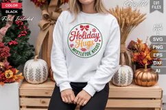 Holiday Hugs & Mistletoe Kisses SVG | Christmas Round Sign Product Image 4