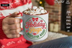 Holiday Hugs &amp; Mistletoe Kisses SVG | Christmas Round Sign Product Image 5