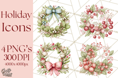 Holiday Icons Clipart PNG, Festive Christmas Clip Art Product Image 1