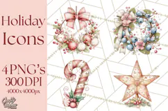 Holiday Icons Clipart PNG, Festive Christmas Clip Art Product Image 1