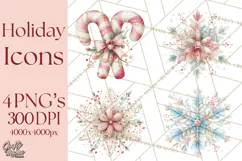 Holiday Icons Clipart PNG, Festive Christmas Clip Art Product Image 1