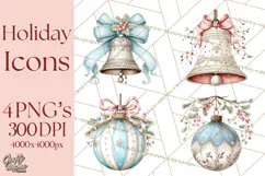 Holiday Icons Clipart PNG, Festive Christmas Clip Art Product Image 1