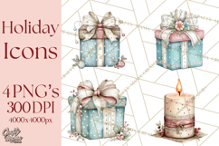Holiday Icons Clipart PNG, Festive Christmas Clip Art Product Image 1