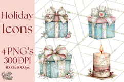 Holiday Icons Clipart PNG, Festive Christmas Clip Art Product Image 1