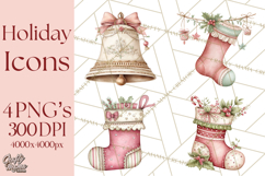 Holiday Icons Clipart PNG, Festive Christmas Clip Art Product Image 1