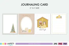 Four 3x4 Christmas journal cards supplied in JPG PNG and PDF formats