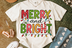 Merry And Bright PNG, Holiday PNG, Christmas Lights PNG Product Image 1