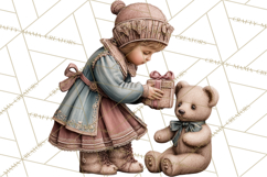 Christmas Morning Clipart, Holiday Kids Digital Art PNG Product Image 5