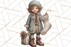 Christmas Morning Clipart, Holiday Kids Digital Art PNG Product Image 4