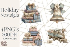 Christmas Morning Clipart, Holiday Kids Digital Art PNG Product Image 1