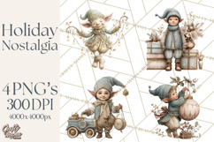 Christmas Morning Clipart, Holiday Kids Digital Art PNG Product Image 1