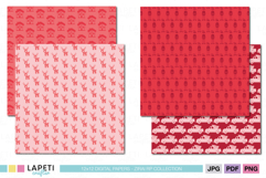 red christmas patterns digital paper pack
