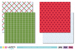 Festive Christmas backgrounds in red and green, perfect for wrapping, cards, and crafts.
