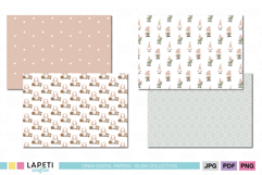 A4 printable holiday paper with cute gnomes carrying gifts and cozy Christmas details.