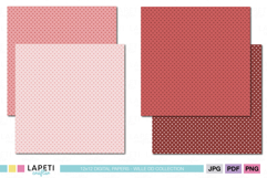 Coordinated red digital papers featuring minimalist star patterns, perfect for festive or romantic projects.