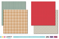 Classic Christmas pattern papers with coordinated plaid designs for printable craft projects