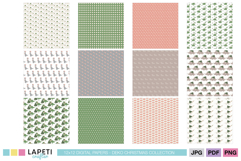 Holiday dinosaur printable papers set featuring festive Christmas patterns