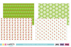 Set of festive Christmas digital papers featuring ornaments, peppermint candies, and candy canes for crafts.