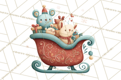 Christmas Sleighs Clipart PNG, Holiday Vehicles &amp; Reindeer Product Image 5