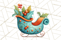 Christmas Sleighs Clipart PNG, Holiday Vehicles &amp; Reindeer Product Image 5