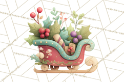 Christmas Sleighs Clipart PNG, Holiday Vehicles &amp; Reindeer Product Image 3