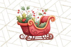 Christmas Sleighs Clipart PNG, Holiday Vehicles &amp; Reindeer Product Image 2