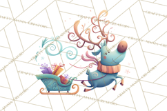 Christmas Sleighs Clipart PNG, Holiday Vehicles &amp; Reindeer Product Image 3