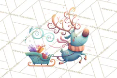 Christmas Sleighs Clipart PNG, Holiday Vehicles & Reindeer Product Image 3
